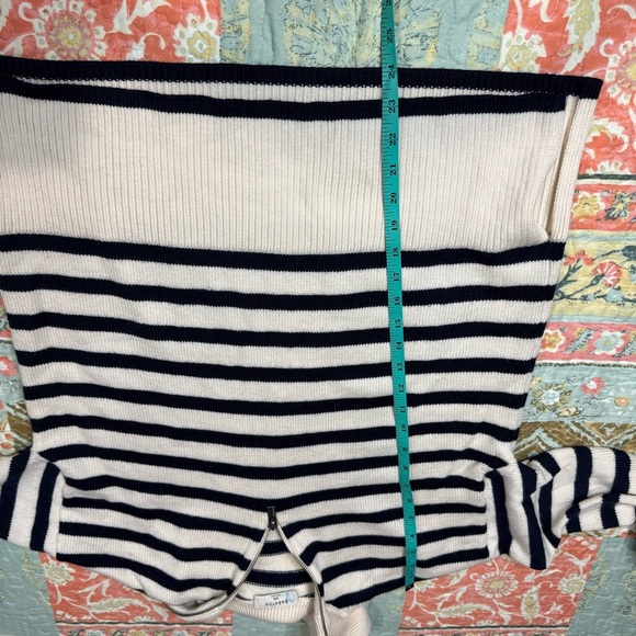 Babaton 2XS Cream and Navy Striped Merino Wool Sweater Preppy Quiet Luxury Soft - Picture 16 of 16